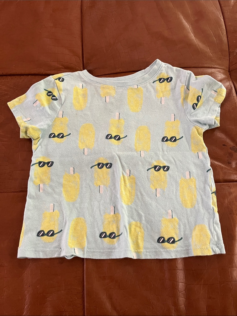Old Navy Light Blue Tee with Yellow Popsicle Pattern